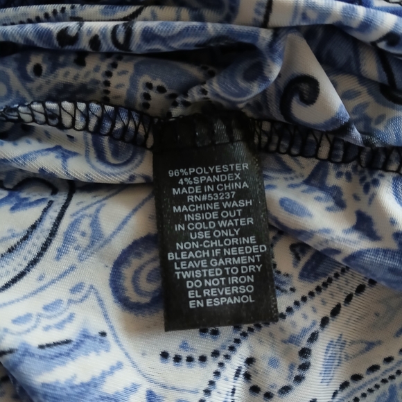 NWT Unique spectrum blue and white black blouse tassle tie 1X - Picture 8 of 12